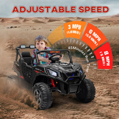 AIYAPLAY 24V 2 Seater Kids Electric Car with Remote Control, Suspension System, Slow Start, 3 Speeds, for 3-8 Years, Black