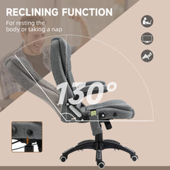 Vinsetto Massage Recliner Chair Heated Office Chair with Six Massage Points Linen-Feel Fabric 360√Ç¬∞ Swivel Wheels Grey