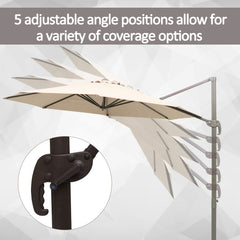 Outsunny 3M Banana Parasol Hanging Cantilever Umbrella W/ Cross Base Hand Crank Aluminium Frame 360√Ç¬∞Rotation Hand Crank-Beige