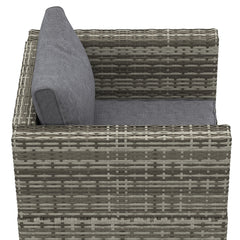 Outsunny Single Seater Rattan Chair Sofa with Padded Cushions, All-Weather PE Wicker Weave Garden Armchair with Armrests, Dark Grey