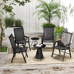 Outsunny Set of 4 Foldable Metal Garden Chairs Outdoor Patio Park Dining Seat Furniture Black