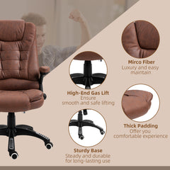 Vinsetto Massage Recliner Chair Heated Office Chair with Six Massage Points Microfiber Cloth 360√Ç¬∞ Swivel Wheels Brown