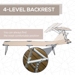 مجموعة كراسي استلقاء للتشمس قابلة للطي من Outsunny للاستخدام الخارجي مكونة من كرسيين، مسند ظهر قابل للتعديل بأربعة مستويات مع مظلة شمسية قابلة للتعديل للشاطئ والحديقة والفناء والرمال