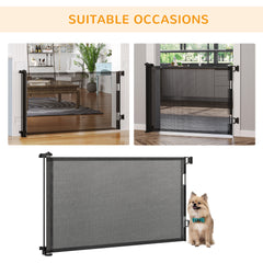 PawHut Foldable Pet Gate, for Stairs, Doorways, Corridors - Black