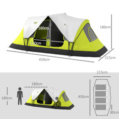 Outsunny Camping Tent for 6-8 Man with 2000mm Waterproof Rainfly and Carry Bag for Fishing Hiking Festival, Yellow