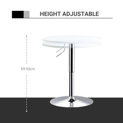 HOMCOM Bar Table 60cm Adjustable Height Round Bistro Table w/ Swivel Top Metal Frame Counter Surface Stylish Kitchen Conservatory White