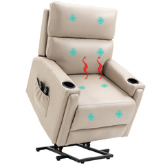 HOMCOM Electric Riser and Recliner Chair, with Massage and Heat - Beige