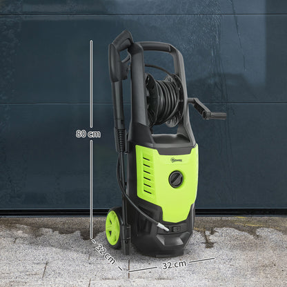 Outsunny 2200W High√Ç Pressure√Ç Washer, 170 Bar Pressure, 420 L/h Flow, Portable Electric Power Washer Jet Wash Cleaner with Adjustable Nozzle 6M Hose and Hose Reel for Home Patio Car Driveway
