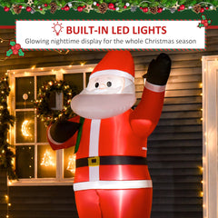 HOMCOM 8ft Christmas Inflatable Santa Holiday Yard Decoration with LED Lights, Indoor Outdoor Lawn Blow Up Decor