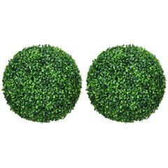 HOMCOM Set of Two Artificial Boxwood Balls Plants - Green