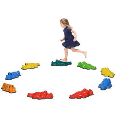 ZONEKIZ 9PCs Kids Stepping Stones, Crocodile-Designed Sensory Toys, with Anti-Slip Edge Balance River Stones