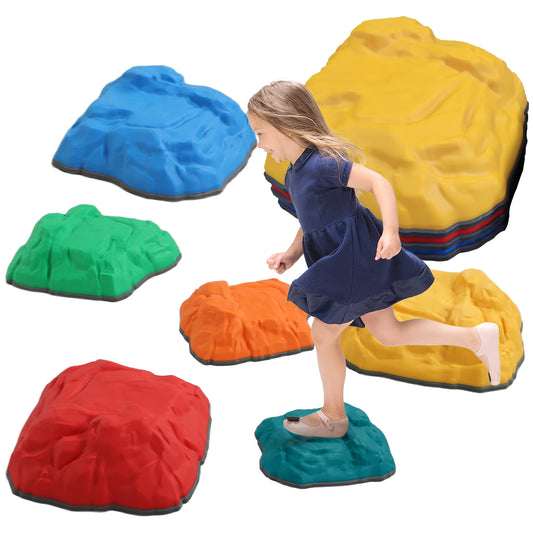 AIYAPLAY Balance Stepping Stones for Kids with Non-slip Bottom, Indoor Outdoor Obstacle Course for Ages 3-8 Years, Multicoloured