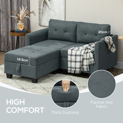 HOMCOM 'L' Shape Modular Storage Sofa - Dark Grey