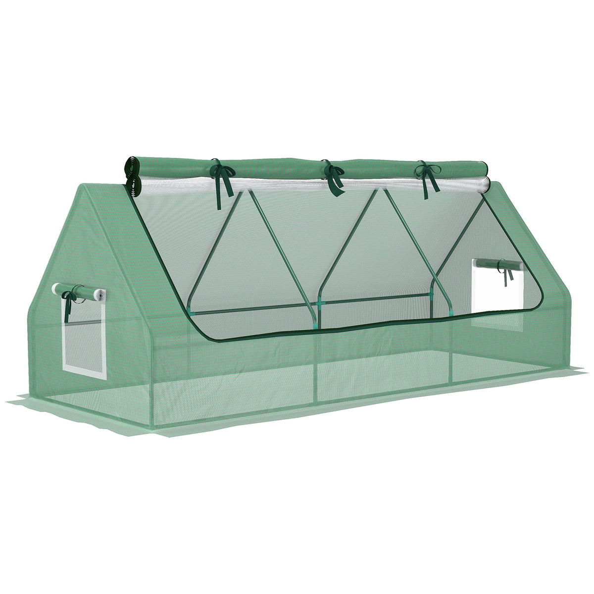 Outsunny Portable Small Polytunnel, Mini Greenhouse with Mesh Windows for Indoor and Outdoor, 240x90x90cm, Green