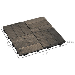 Outsunny 27 Pcs Wooden Interlocking Decking Tiles, Outdoor Flooring Tiles for Patio, Balcony, Terrace, Hot Tub, 30 x 30 cm per Piece, 2.5√£≈Ω¬° per Pack, Charcoal Grey