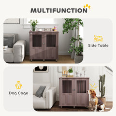 PawHut Dog Crate Table for Medium and Large Dogs with Magnetic Door for Indoor Use, 85 x 55 x 75 cm, Purple