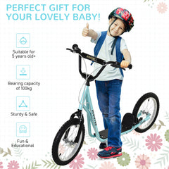 HOMCOM Kick Scooters for Kids with Adjustable Height, Anti-Slip Deck, Dual Brakes, Rubber Tyres, for Boys and Girls Aged 5+ Years Old - Blue