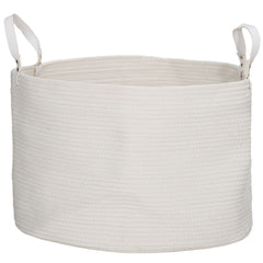 HOMCOM 88L Cotton Rope Laundry Basket, with Handles - Cream White