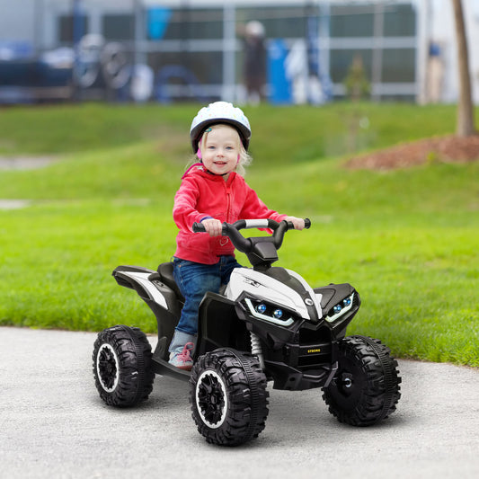 HOMCOM 12V Ride-On Quad Bike w/ Music, Horn, for Ages 3-5 Years - White