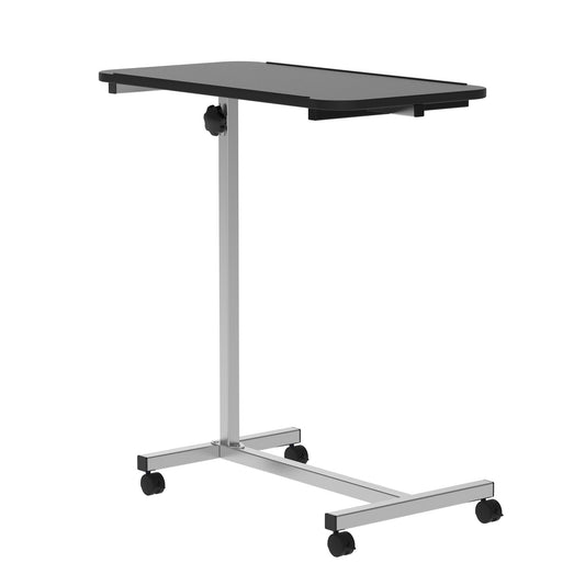 HOMCOM Height Adjustable Over Bed Table with Wheels, C Shaped Laptop Desk, Portable Hospital Bed Table for Living Room, Bedroom, Black