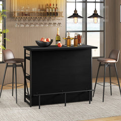 Industrial Home Bar Unit with 3 Open Shelves-Black