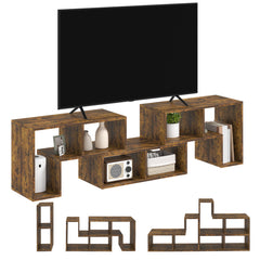 HOMCOM TV Stand for TVs up to 75 Inches, Free Combination TV Unit with Storage Shelves, Extendable Entertainment Centre for Living Room, Rustic Brown