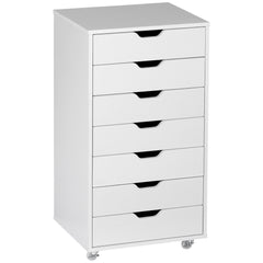 Vinsetto Vertical Filing Cabinet, 7-drawer File Cabinet, Mobile Office Cabinet on Wheels for Study, Home Office, White