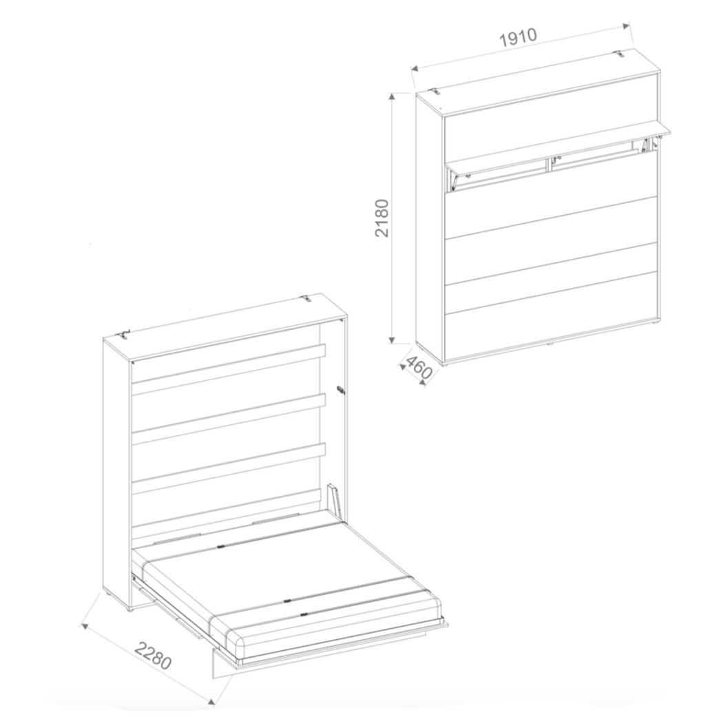 BC-13 Vertical Wall Bed Concept 180cm - Furniture Gold