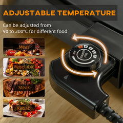 HOMCOM Teppanyaki Grill, 1600W Non Stick Table Top Grill, Barbecue Hot Plate with Adjustable Temperature and Drip Tray