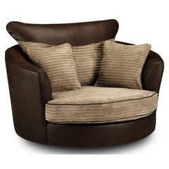 Swansea II Jumbo Cord Brown and Beige Corner Sofa - Right and Left Arm