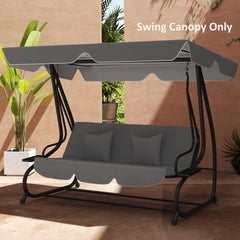 Outsunny Garden Swing Canopy Replacement 3 Seater, Waterproof Garden Swing Seat Canopy Cover, Windproof Anti-UV Sun Shade (Canopy Only) for Patio, Balcony, Dark Grey