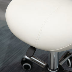 HOMCOM Cosmetic Stool 360√Ç¬∞ Rotate Height Adjustable Salon Massage Spa Chair Hydraulic Rolling Faux Leather Saddle Stool, Cream