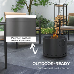 Outsunny Smokeless Fire Pit, 38cm Portable Wood Burning Firepit with Spark Screen and Poker, Low Smoke Camping Bonfire Stove for Garden Patio Picnic, Dark Grey