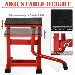 DURHAND 150KG Steel Motorbike Jack Lift Rubber Platform Crank Lift Manual Repair Clean Hoist Table Assist Off-Road Dirt Bike Stand Red 27.5/39.5 Hcm