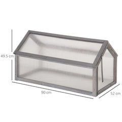 Outsunny Wooden Cold Frame Garden Polycarbonate Greenhouse with Openable Top Cover, Grow House for Flowers, Vegetables, Plants, 90 x 52 x 50cm, Grey