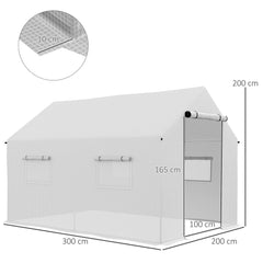 Outsunny Polyethylene Walk-in Polytunnel Greenhouse, 2 x 3(m), White