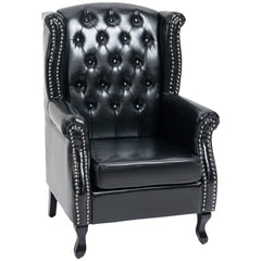 HOMCOM Wingback Accent Chair Tufted Chesterfield-style Armchair with Nail Head Trim for Living Room Bedroom Black