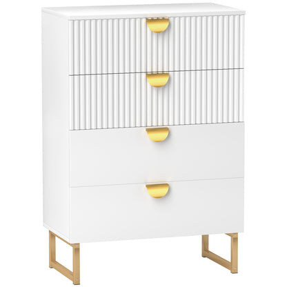 HOMCOM Elegant Chest of Four Drawers - White