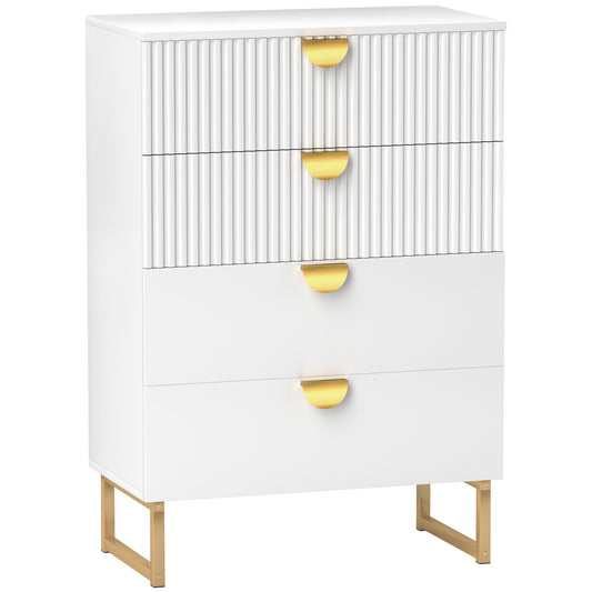 HOMCOM Elegant Chest of Four Drawers - White