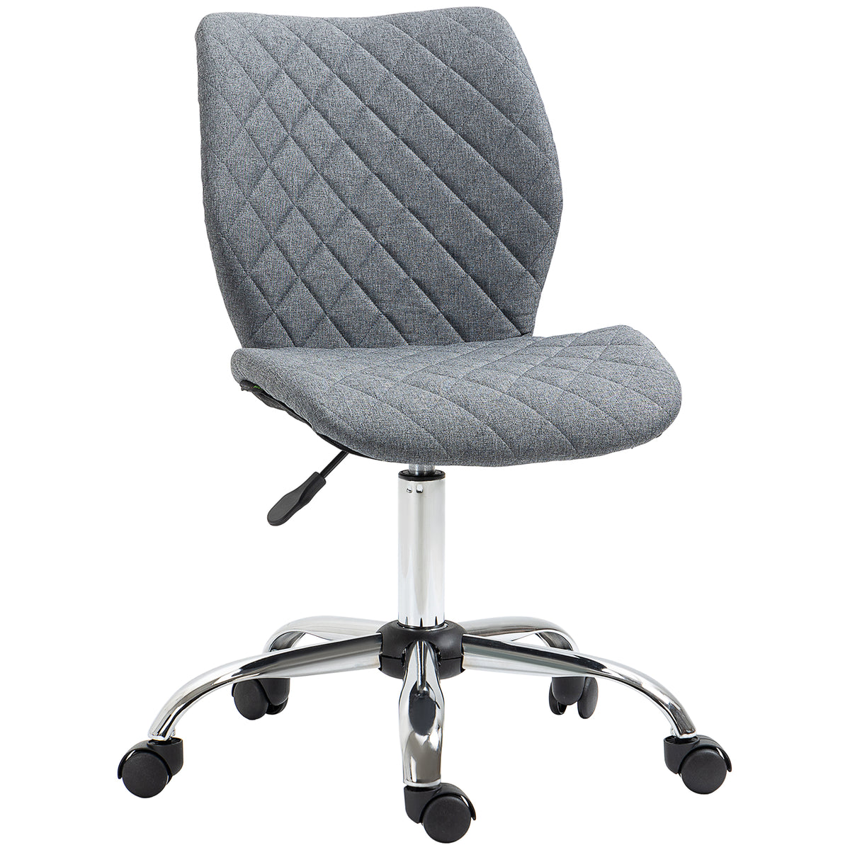 Vinsetto Armless Office Chair Adjustable Computer Chair Swivel Chair with Rolling Wheels and Linen Fabric Back Support for Home Office Students Study Grey