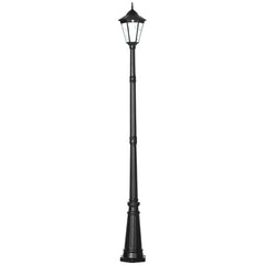 Outsunny 2.4 m Garden Lamp Post Light, LED Solar Powered Patio Path Lighting Lamp with Aluminium Frame, PIR Motion Sensor for Lawn, Pathway, Driveway, Black