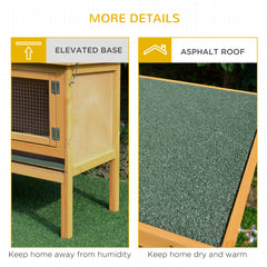 PawHut Rabbit Hutch Outdoor Guinea Pig Hutch House Small Animal Bunny Cage w/ Openable Roof, 115 x 44 x 65 cm