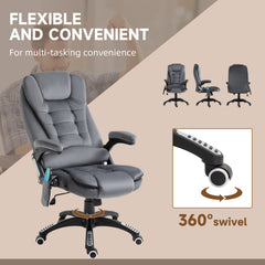 Vinsetto Massage Recliner Chair Heated Office Chair with Six Massage Points Velvet-Feel Fabric 360√Ç¬∞ Swivel Wheels Grey