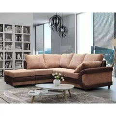 Swansea High Back Fabric Brown and Beige Corner Sofa - Right and Left Arm