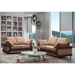 Swansea High Back Fabric 3 Seater and 2 Seater Sofa Set - Grey with Black or Brown with Beige