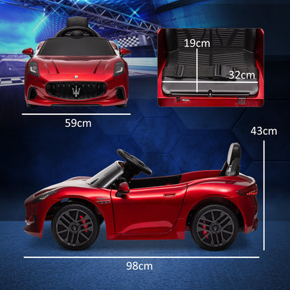 AIYAPLAY 12V Maserati Gran Turismo Folgore Lincesed Kids Electric Car with Remote Control, Soft Start, Wine Red