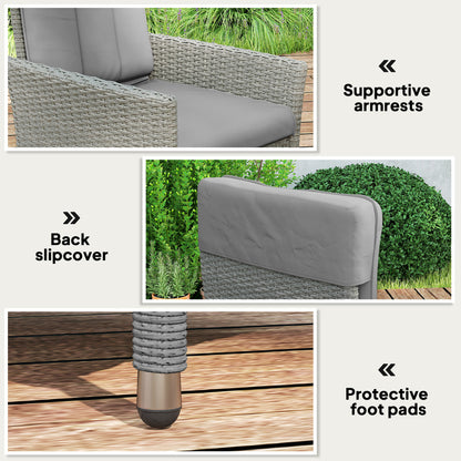 Outsunny 105√Ç¬∞-150√Ç¬∞ Reclining Rattan Chair - Grey