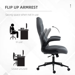 Vinsetto Home Office Desk Chair, Computer Chair with Flip Up Armrests, Swivel Seat and Tilt Function, Dark Grey