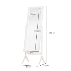 HOMCOM Freestanding Dressing Mirror Bedroom Tall Adjustable Angle 148x47cm White