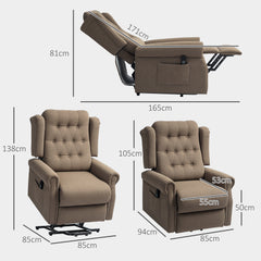 HOMCOM 45√Ç¬∞ Lifting Riser and Recliner Armchair - Dark Brown